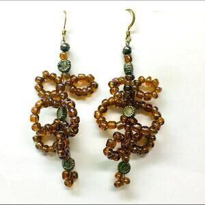 14k Gold-Filled Amber Colored Beads Earrings